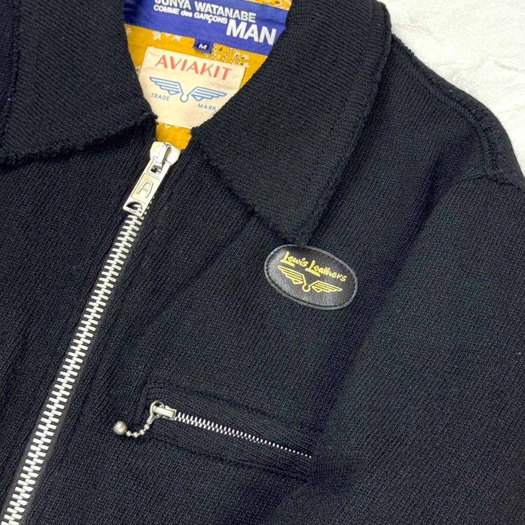 ジュンヤワタナベ コムデギャルソン ルイスレザー 縮絨 ニット ライダース M