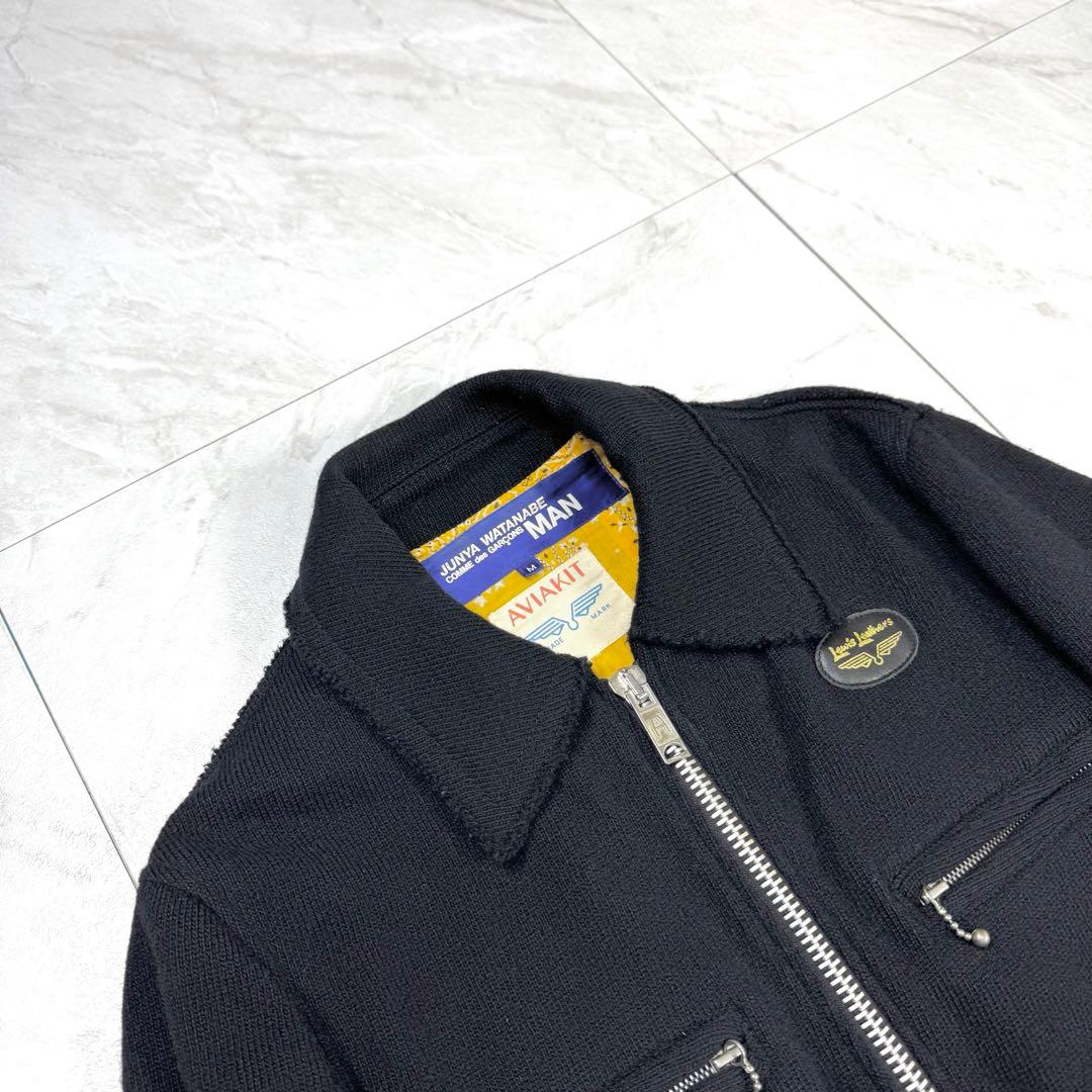 ジュンヤワタナベ コムデギャルソン ルイスレザー 縮絨 ニット ライダース M