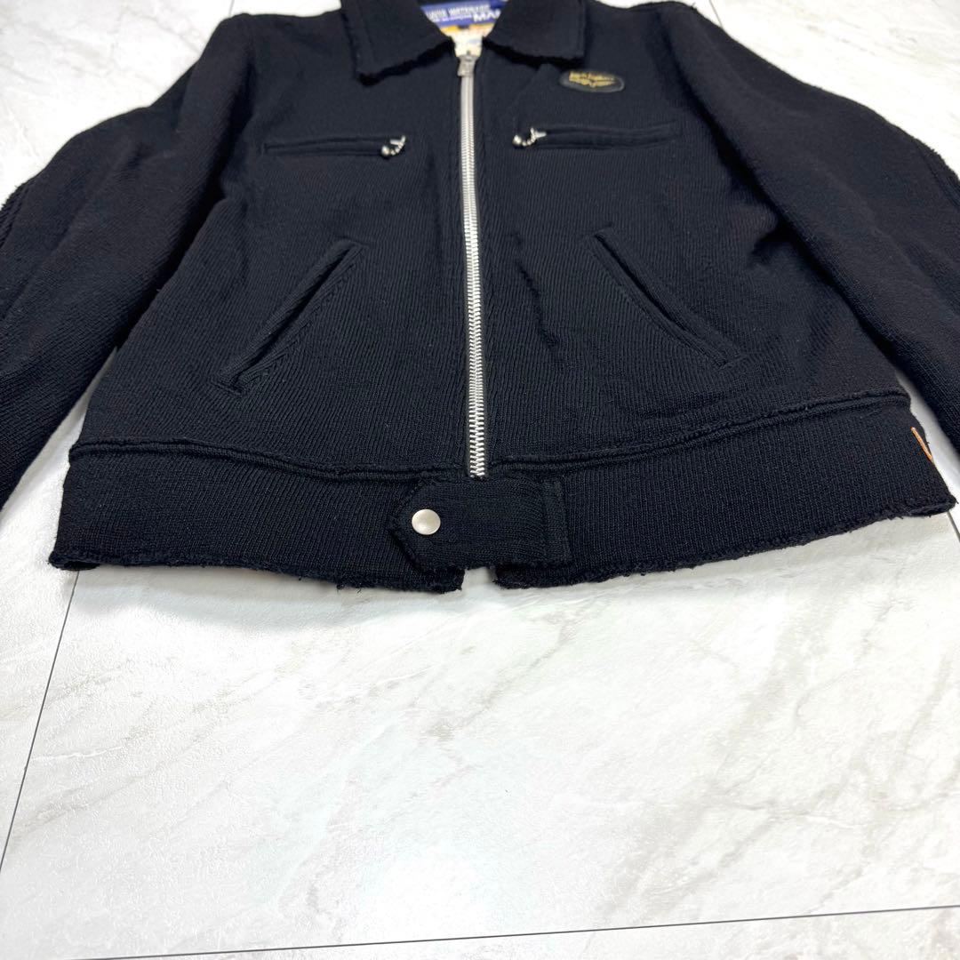 ジュンヤワタナベ コムデギャルソン ルイスレザー 縮絨 ニット ライダース M