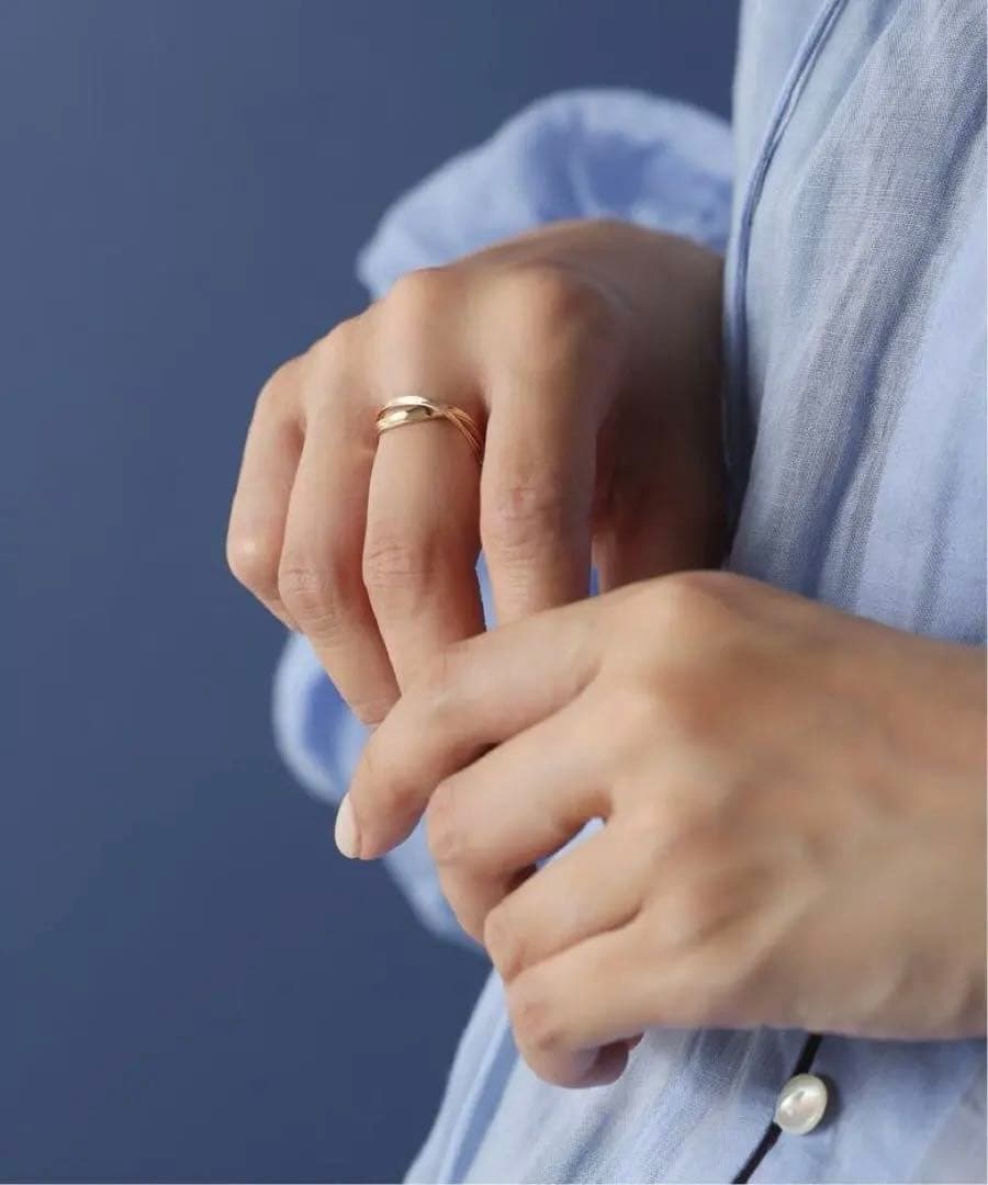 Lilas 2ラインツイストモチーフリング K10 ゴールド　13号