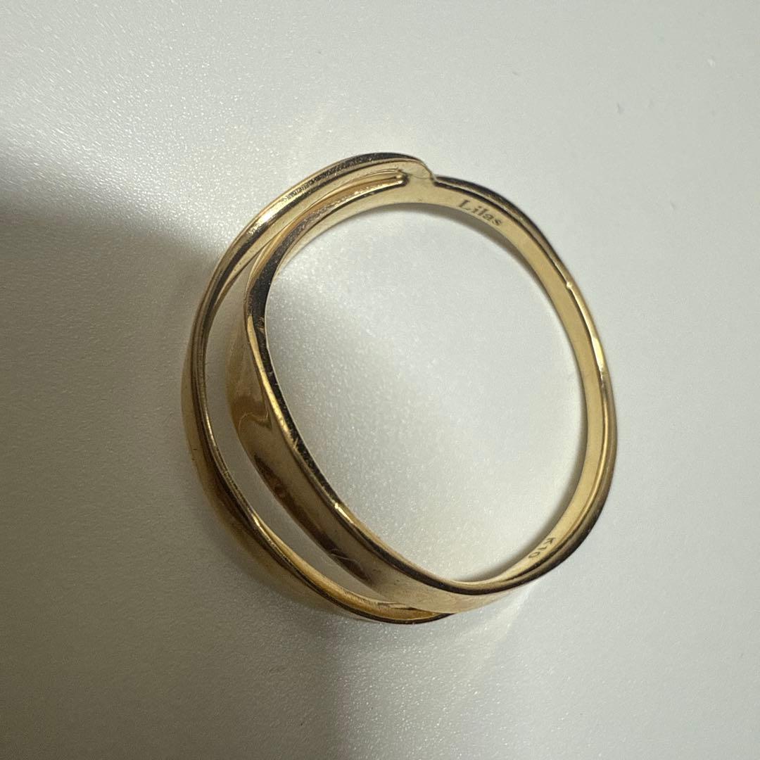 Lilas 2ラインツイストモチーフリング K10 ゴールド　13号