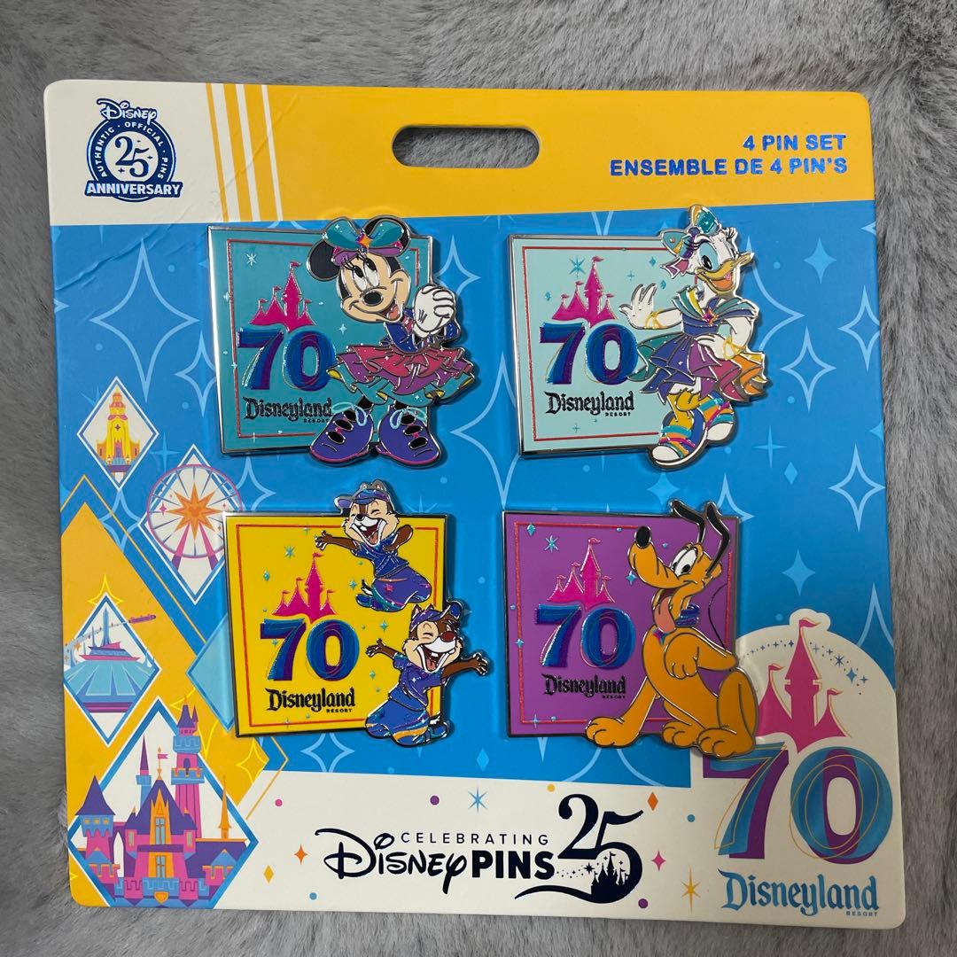 【現地現物購入】ディズニーランド70周年限定 4ピンセット