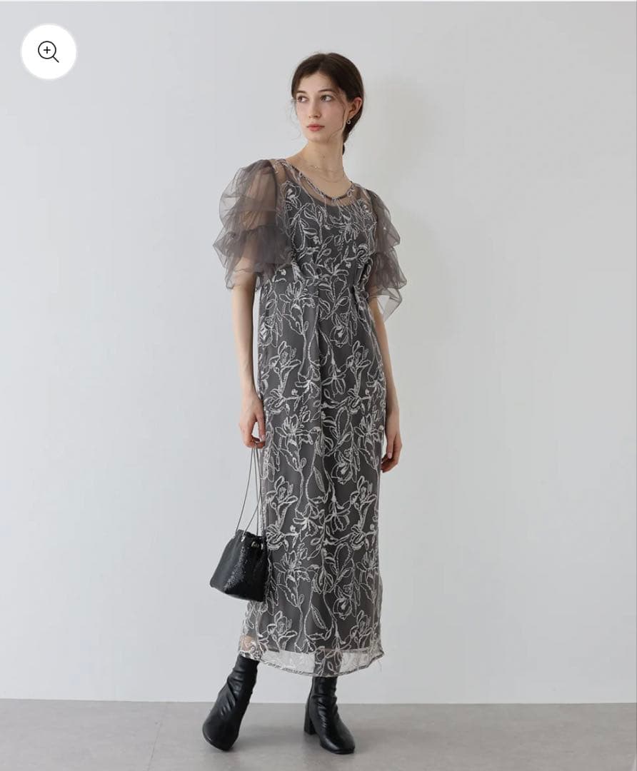 LE'RURE リルアー Iライン刺繍ドレス