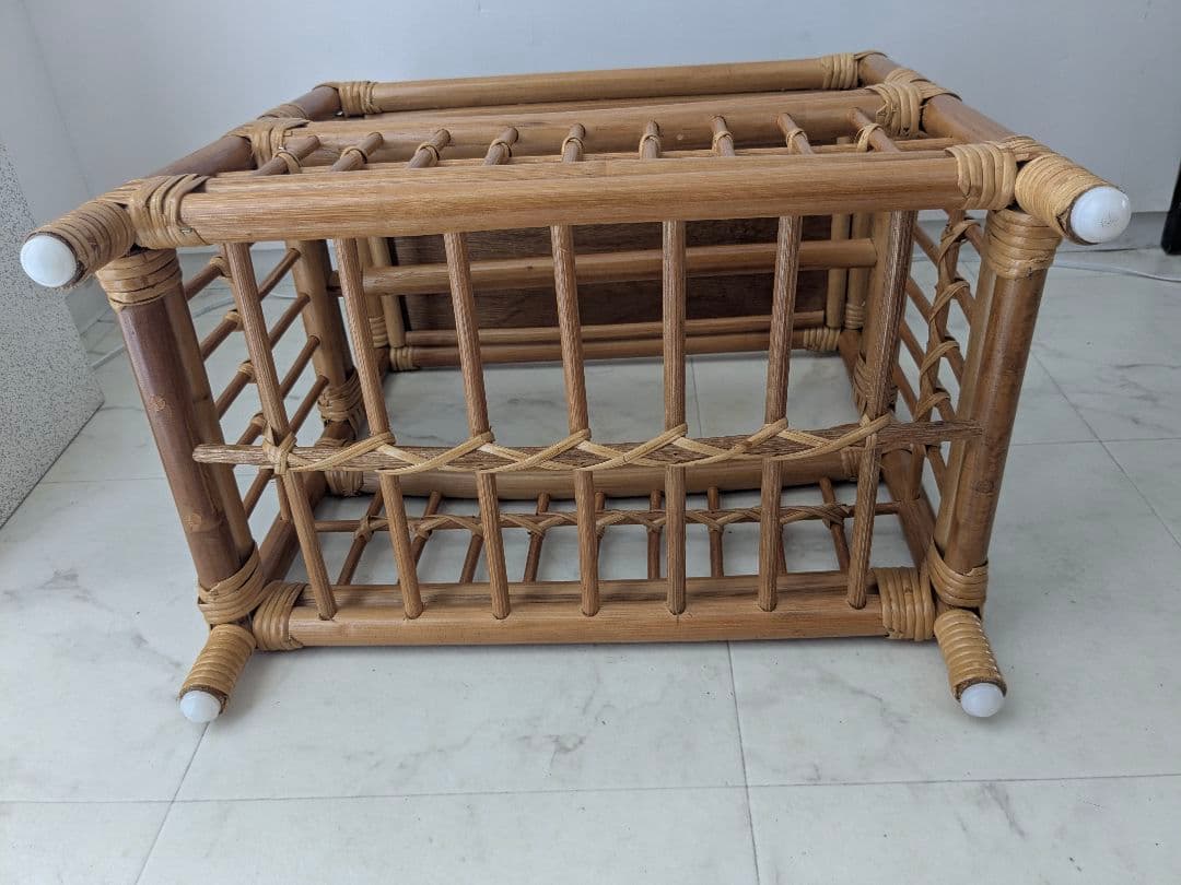 ラタン製 ラック サイド ボード チェスト マガジンラック 藤 ヴィンテージ