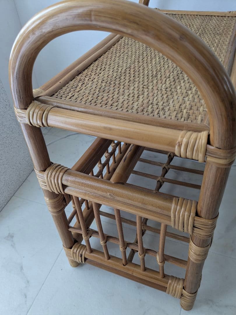 ラタン製 ラック サイド ボード チェスト マガジンラック 藤 ヴィンテージ