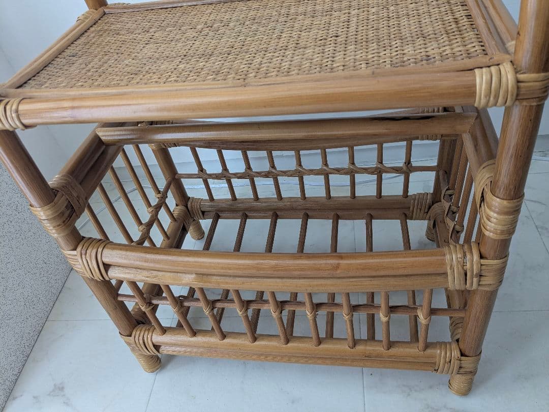 ラタン製 ラック サイド ボード チェスト マガジンラック 藤 ヴィンテージ