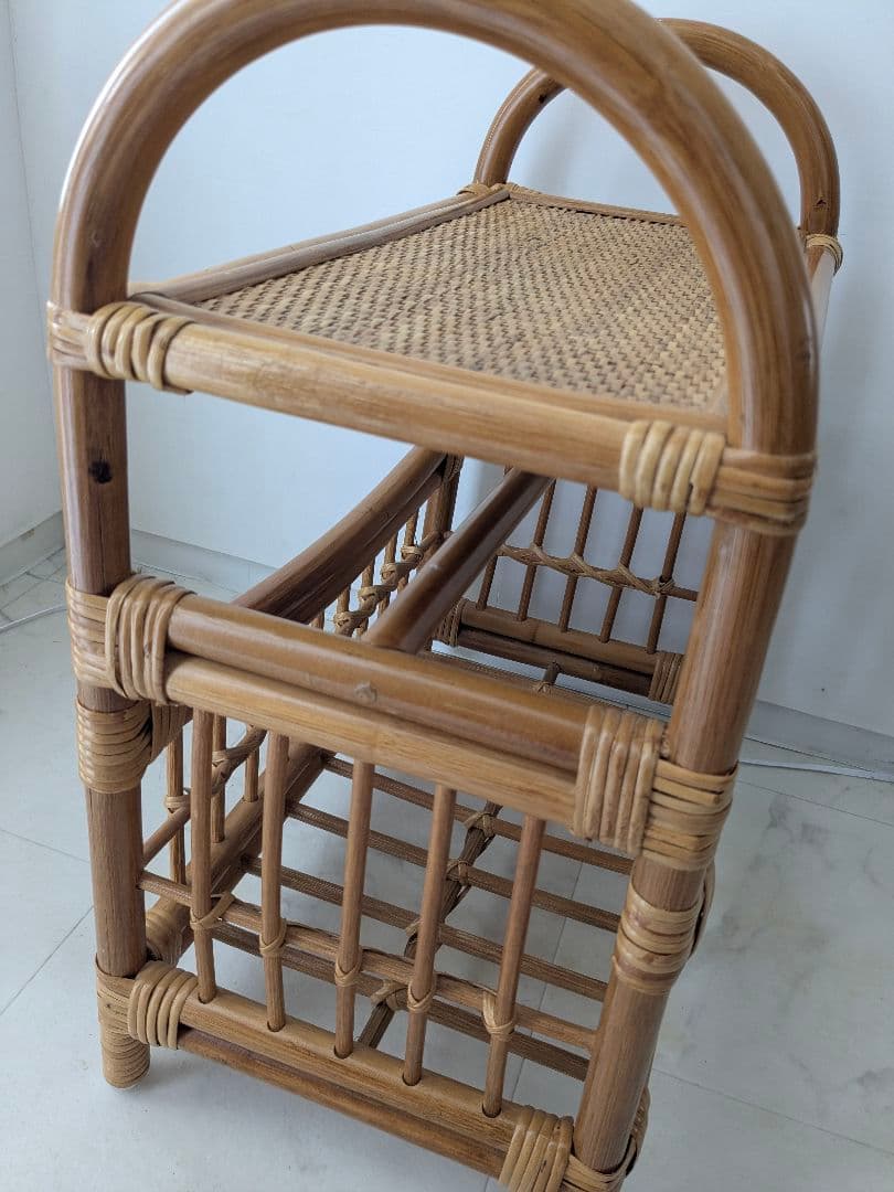 ラタン製 ラック サイド ボード チェスト マガジンラック 藤 ヴィンテージ