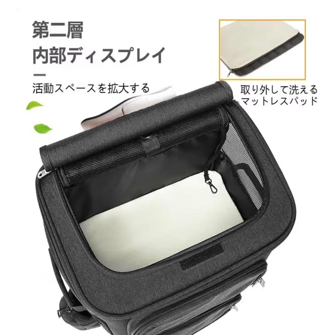 2匹OK！大型キャットバッグ 通気抜群 静音キャスター搭載 XXL ブラック