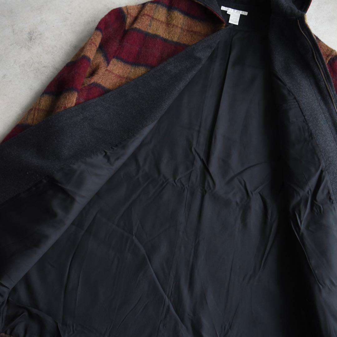 90s ペリーエリス チェック ウールモヘアコートUSA製 L レアヴィンテージ