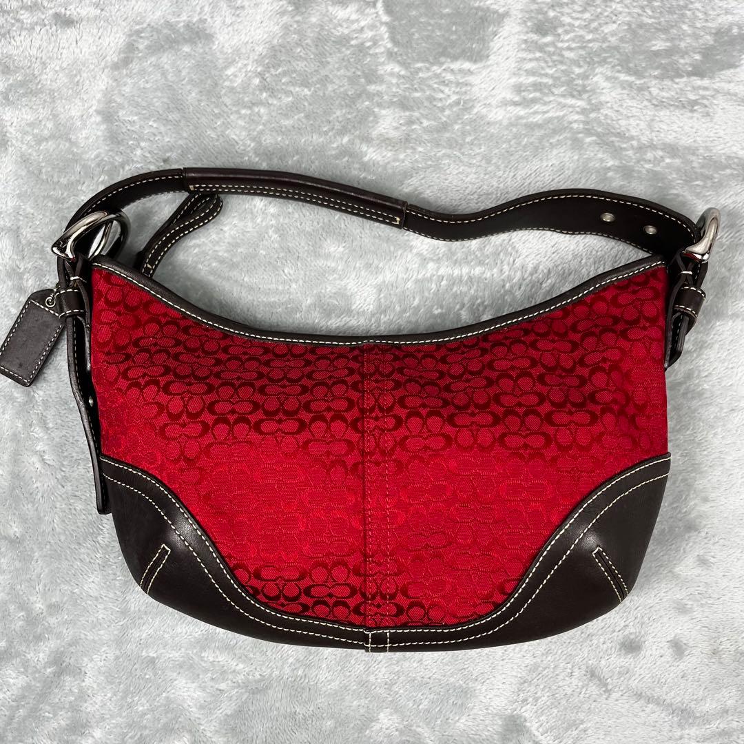 美品 Coach Hobo Hand Bag Signature Red