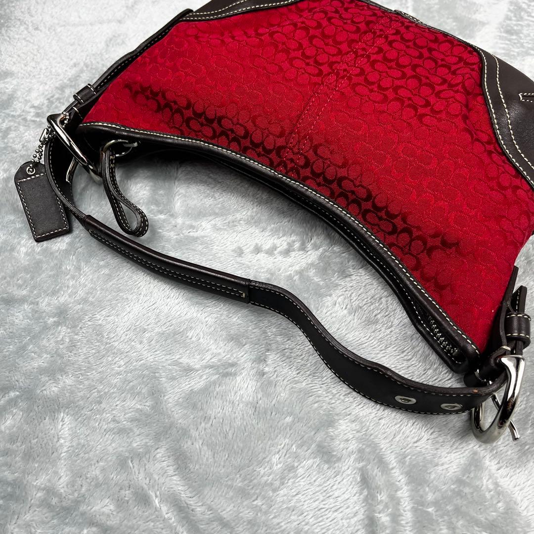 美品 Coach Hobo Hand Bag Signature Red