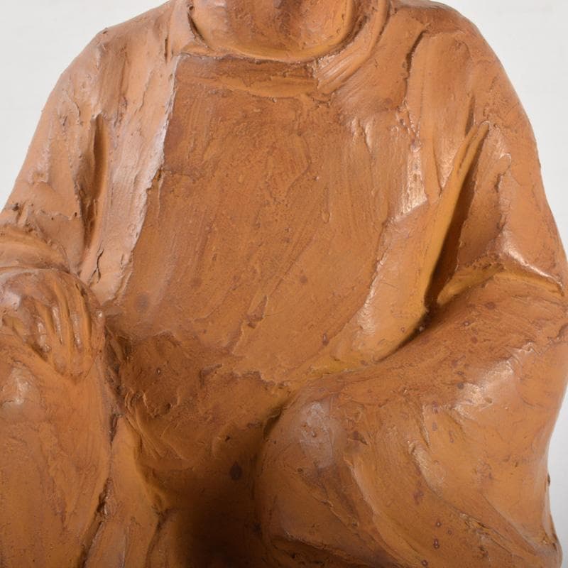 常滑焼　片岡静観造　柿本人麻呂（人磨）　人物像　置物　共箱　V　6421A