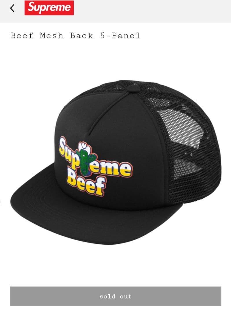 Supreme / BEEF MESH BACK 5-PANEL (黒）