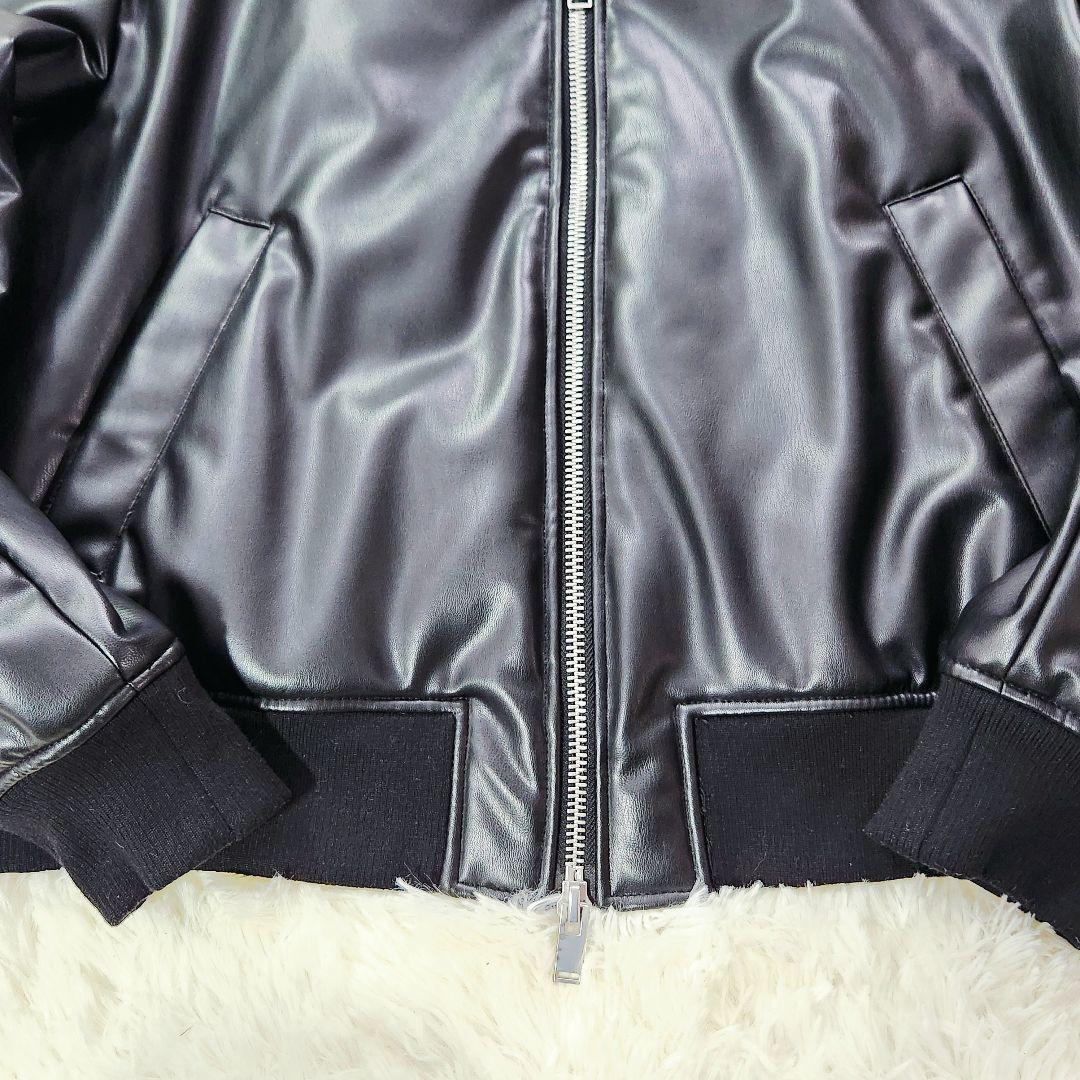 ZARA ザラ フェイクレザーボンバージャケット ダブルジップ メンズ 黒 XL