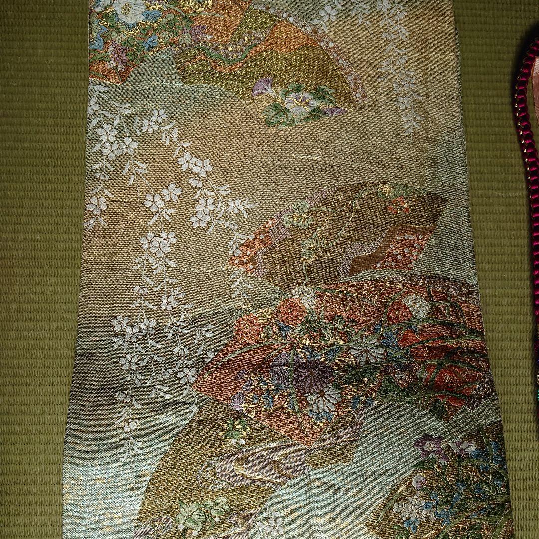 e*o様 値下げしました。振袖 紫色 花柄、衿芯付き長襦袢、高級帯と帯締め、帯揚