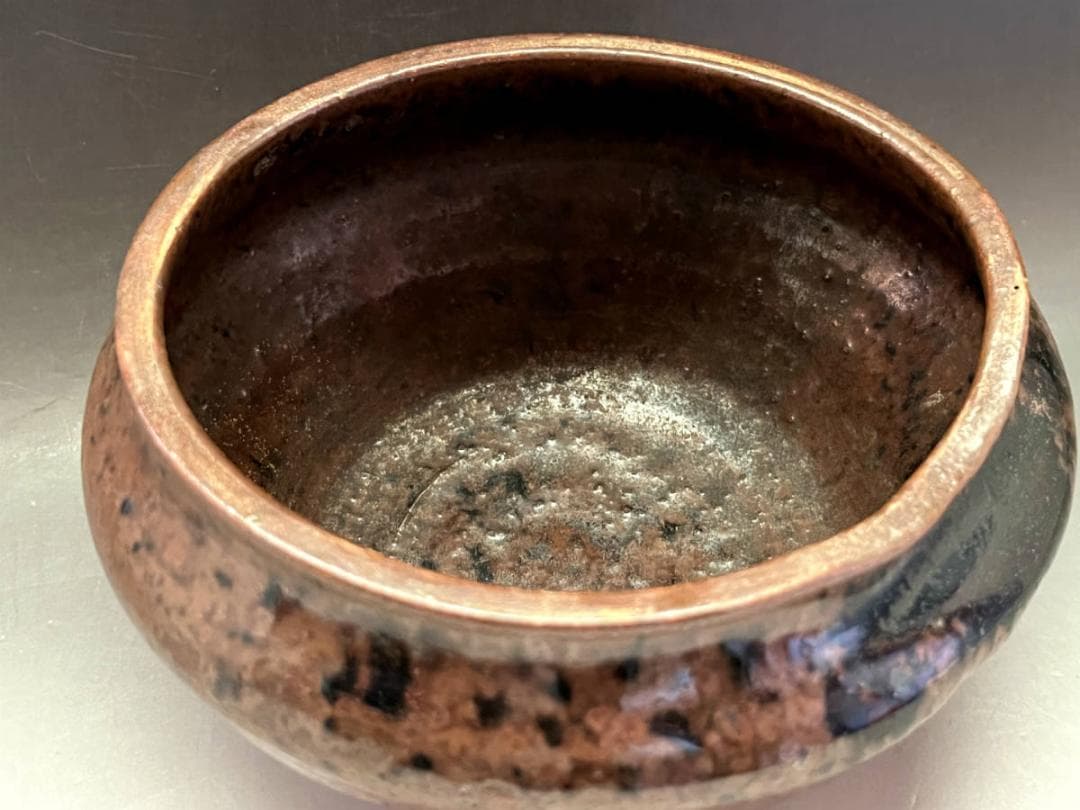 茶碗■名品！古い鉄釉建水【江戸期】糸切高台 茶釉 時代物 お茶道具 骨董品■