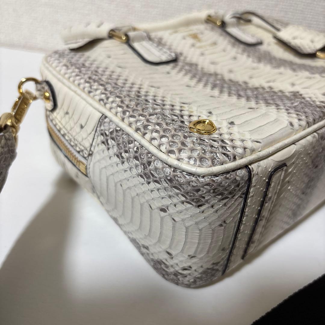 ADMJ スネークレザー　パイソン　ボストン　ショルダーバッグ　ハンドバッグ