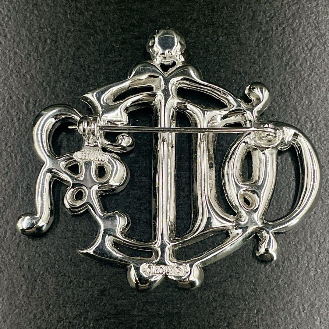 オールド　ディオール　エンブレムロゴ　ピンブローチ　コサージュ　ストーン付