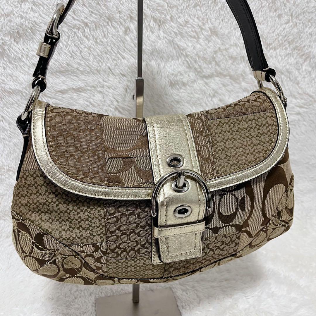 【希少】COACH ソーホー ワンショルダーバッグ パッチワーク ゴールドカラー