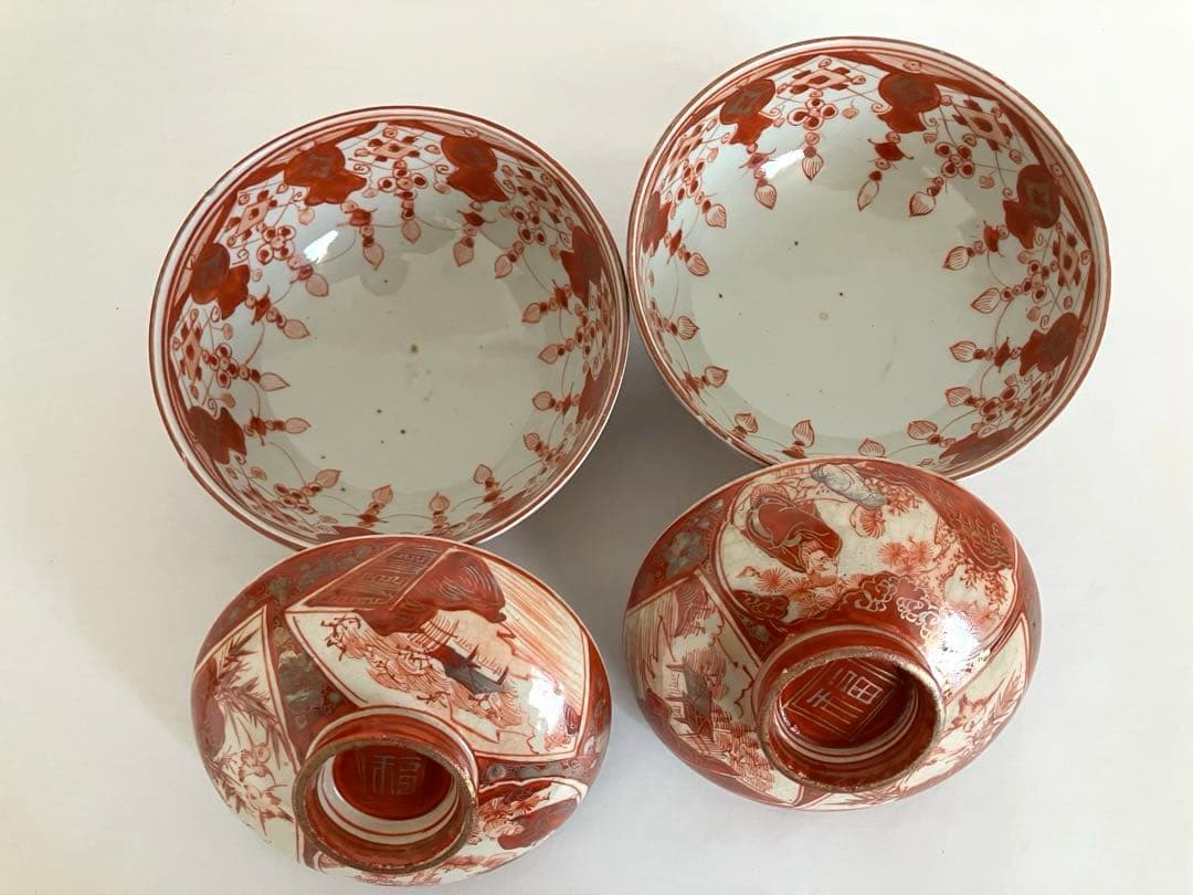 九谷★古九谷★蓋もの★煮物碗★赤絵金彩★窓絵★人物花鳥文★骨董★アンティーク