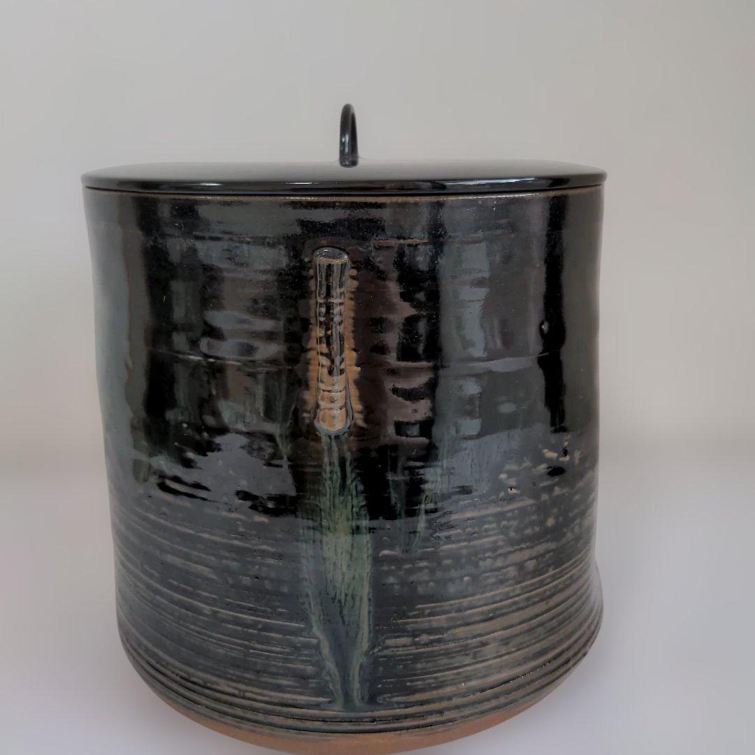 【美品】高取焼　14代 亀井味楽作　管耳つき水差し　共箱　茶道具