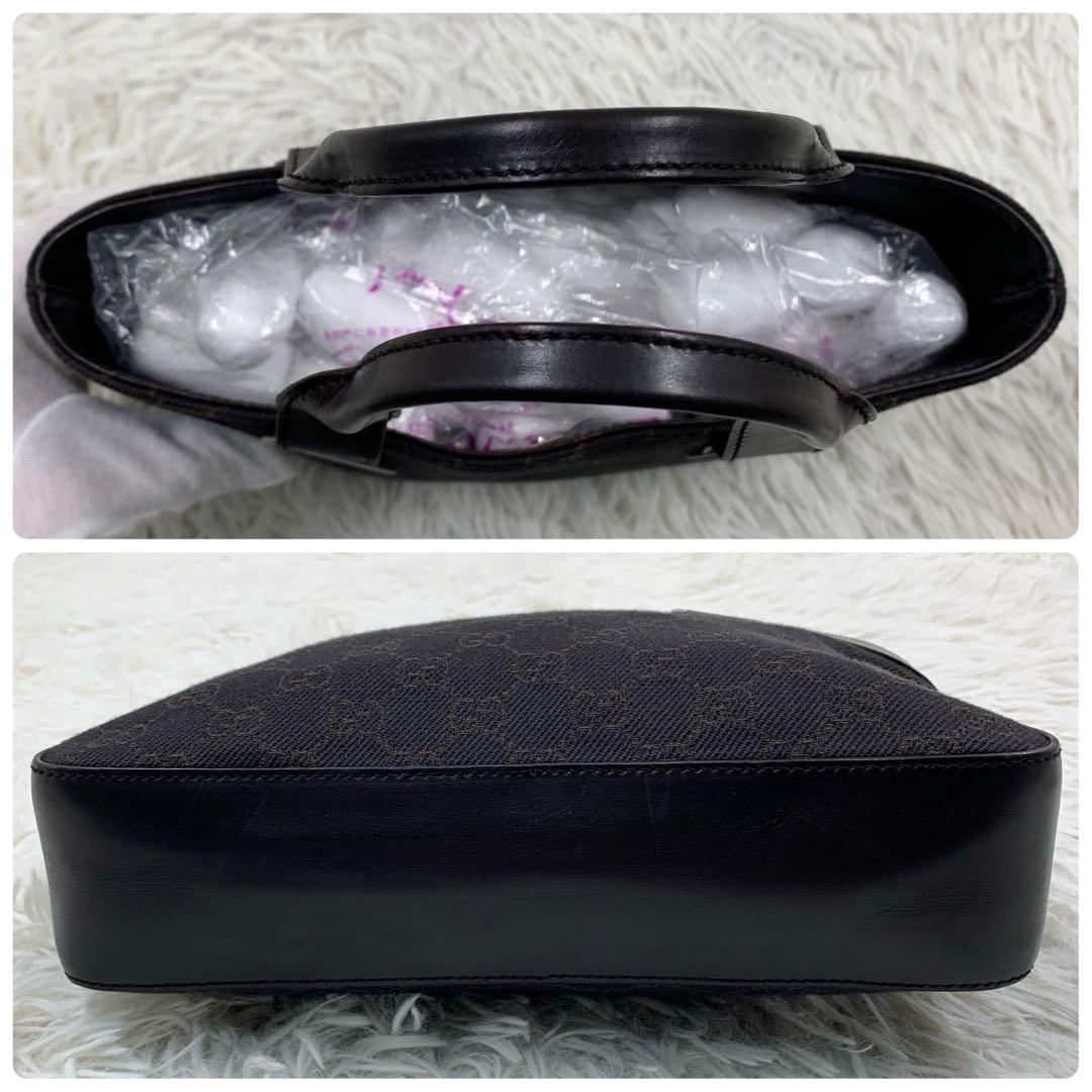 【✨極美品✨】グッチ ハンドバッグ GGキャンバス レザー ブラウン