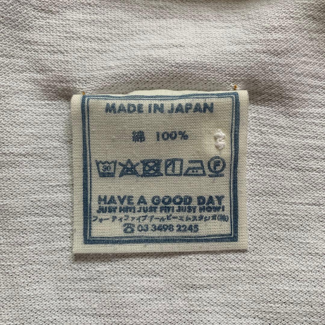 45R カノコのMキャミポロ ワイドポロ　ホワイト　R 刺繍　45rpm