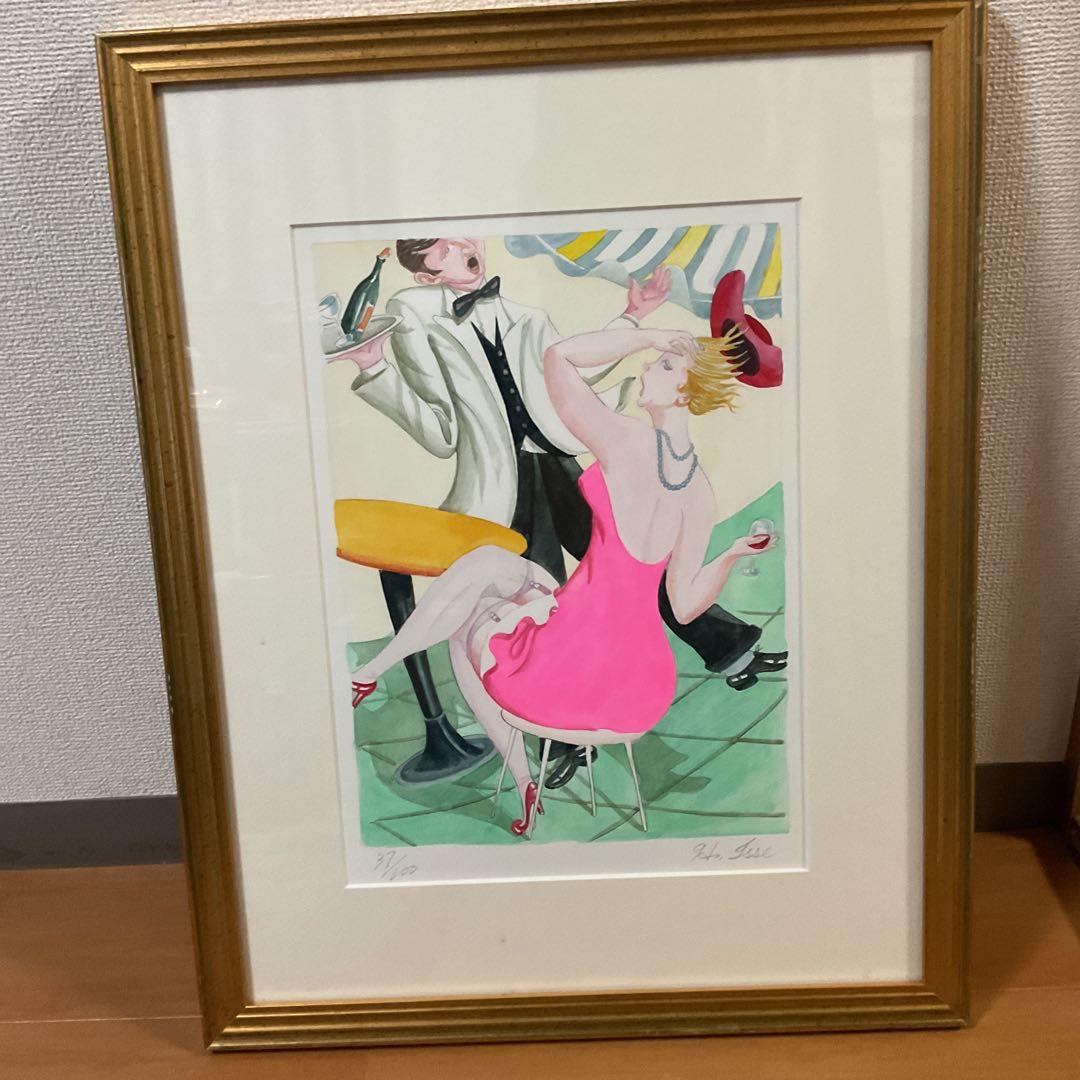 浜松一誓 春風 4号 自筆サイン在 37/100 額装全面ガラス