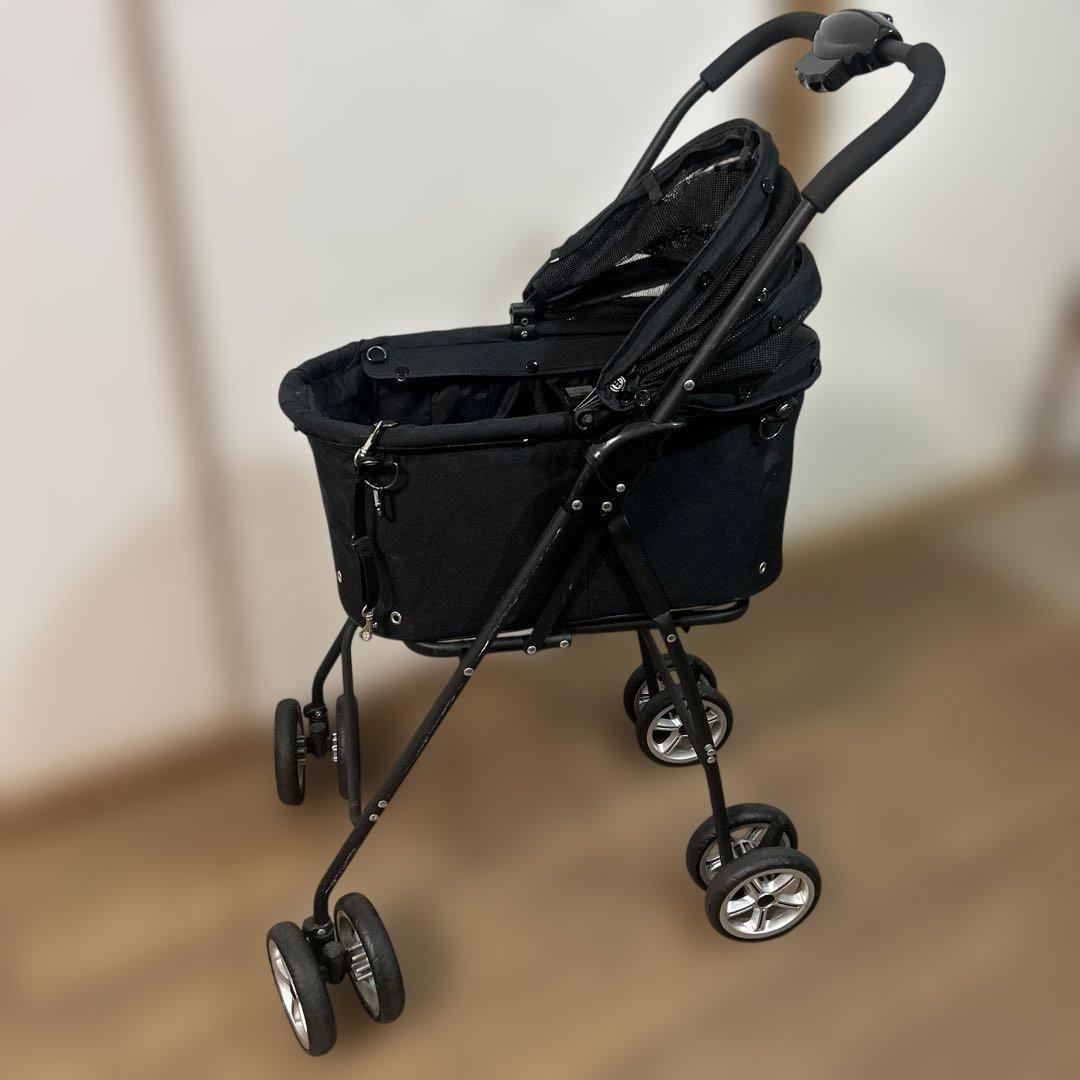 ★即完売品★ 天使のカート　犬用　動物用　キャリー　ベビーカー　黒　S カート