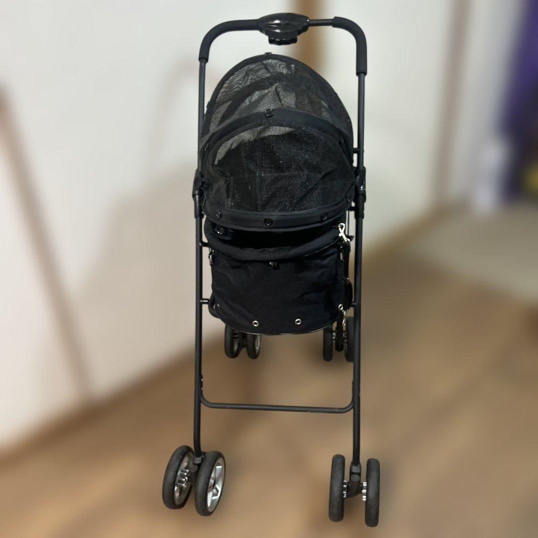 ★即完売品★ 天使のカート　犬用　動物用　キャリー　ベビーカー　黒　S カート