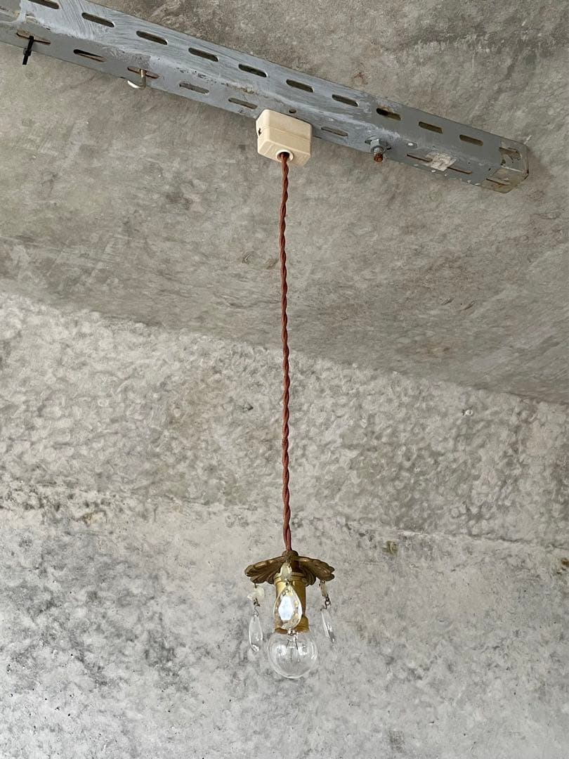 b14. フランス アンティーク ブロンズシェード　ミニシャンデリア　ランプ