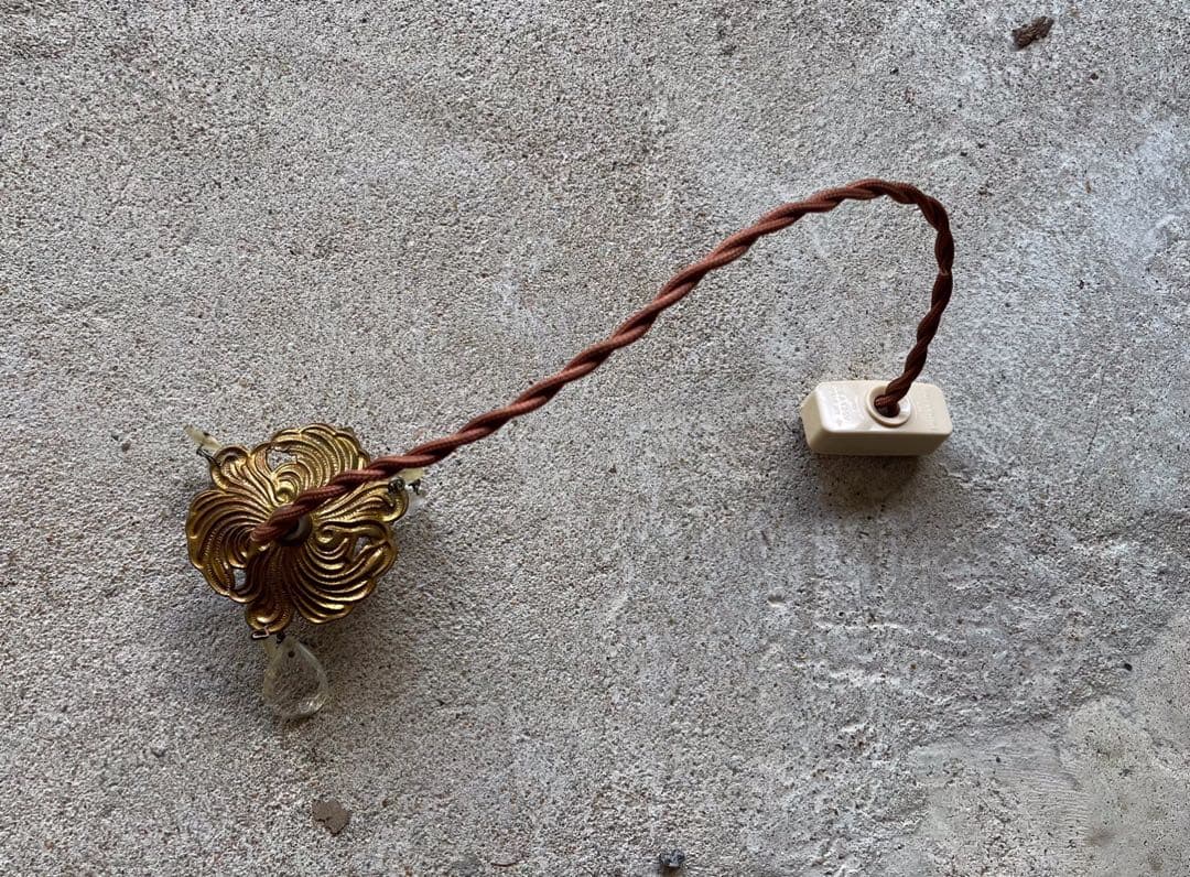 b14. フランス アンティーク ブロンズシェード　ミニシャンデリア　ランプ