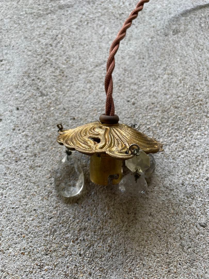 b14. フランス アンティーク ブロンズシェード　ミニシャンデリア　ランプ