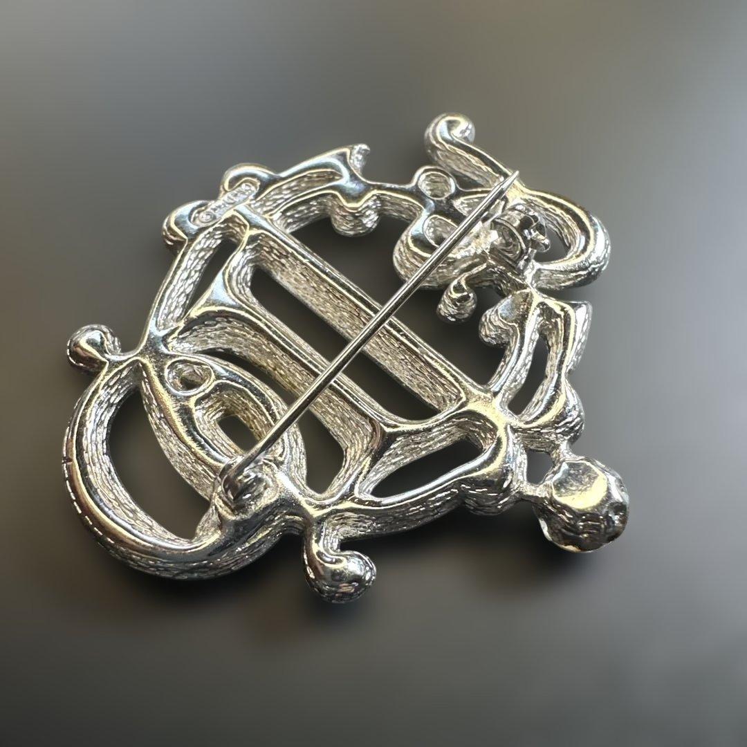 【vintage】ディオール　ラインストーン　エンブレム　ロゴブローチ