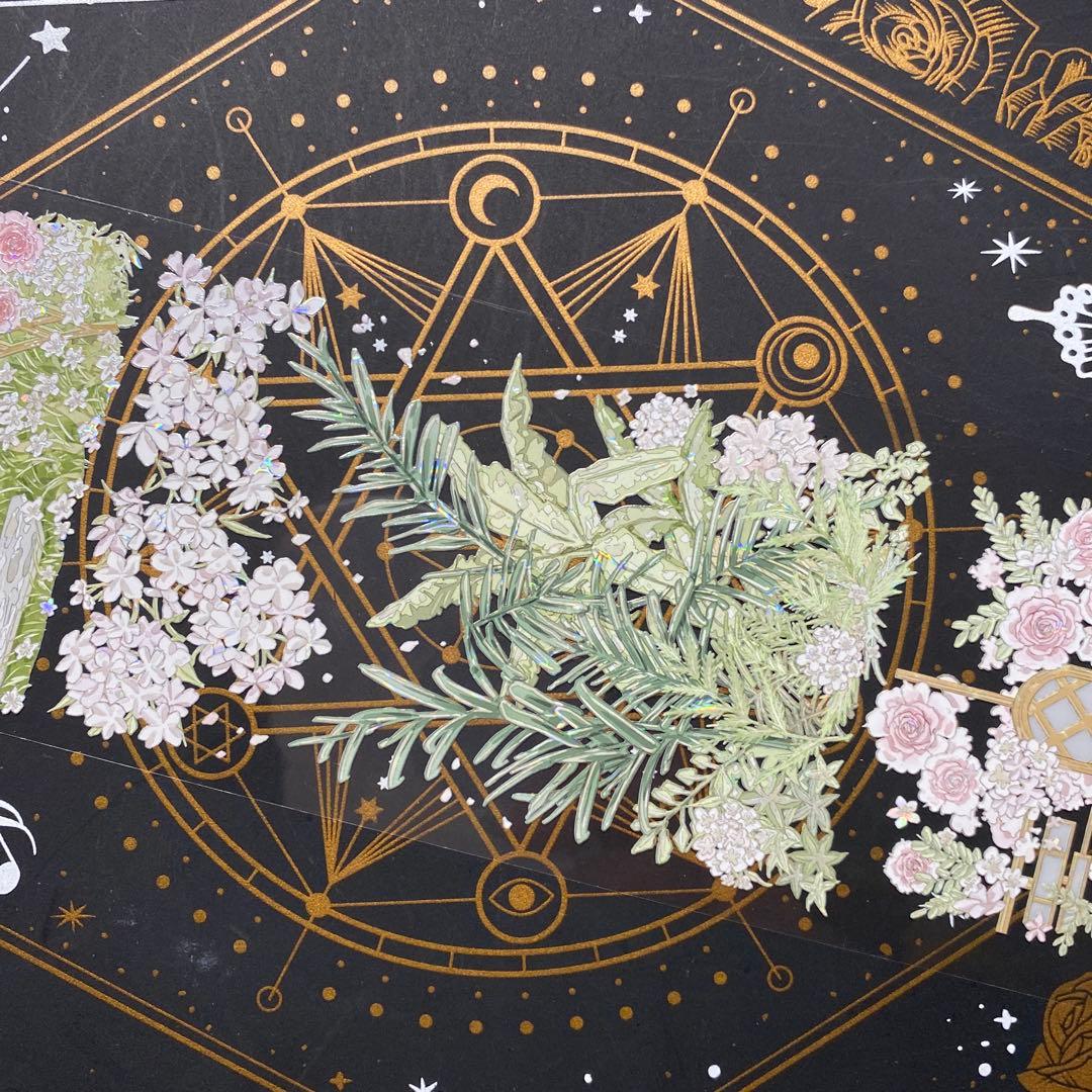 【9205】海外　マステ　中古巻　貝殻光マスキングテープガーデン　お花　残量多め