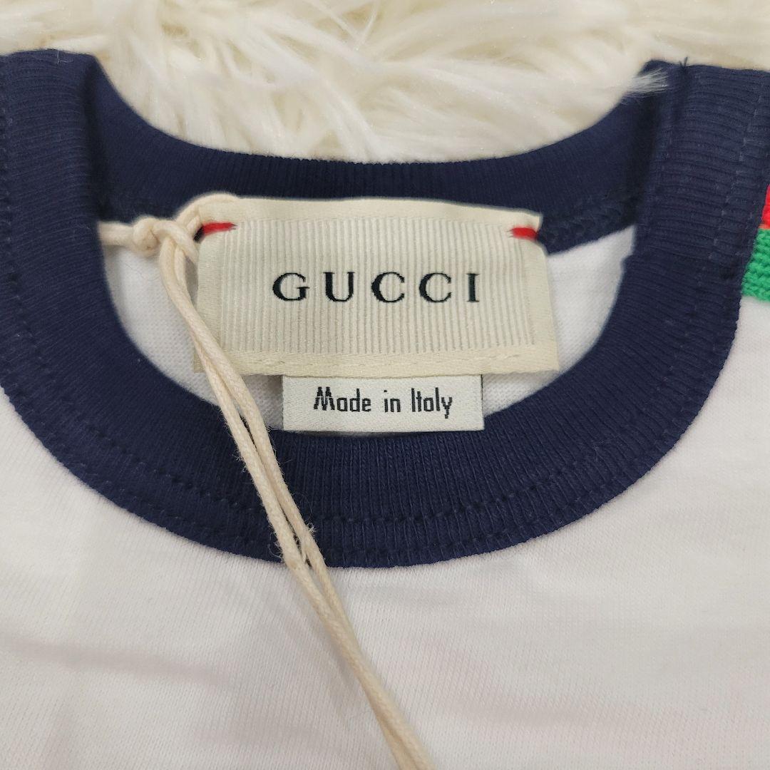GUCCI　タグ付き　ホワイト　肩ライン　Tシャツ　半袖　蛇　トップス　お洒落