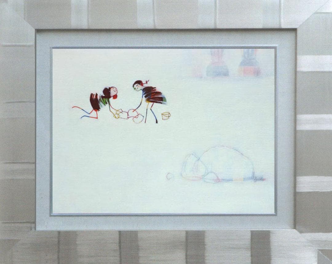 油絵 菅家令子 絵 絵画インテリア 額付(銀) F4-081614 可愛い蟻さん