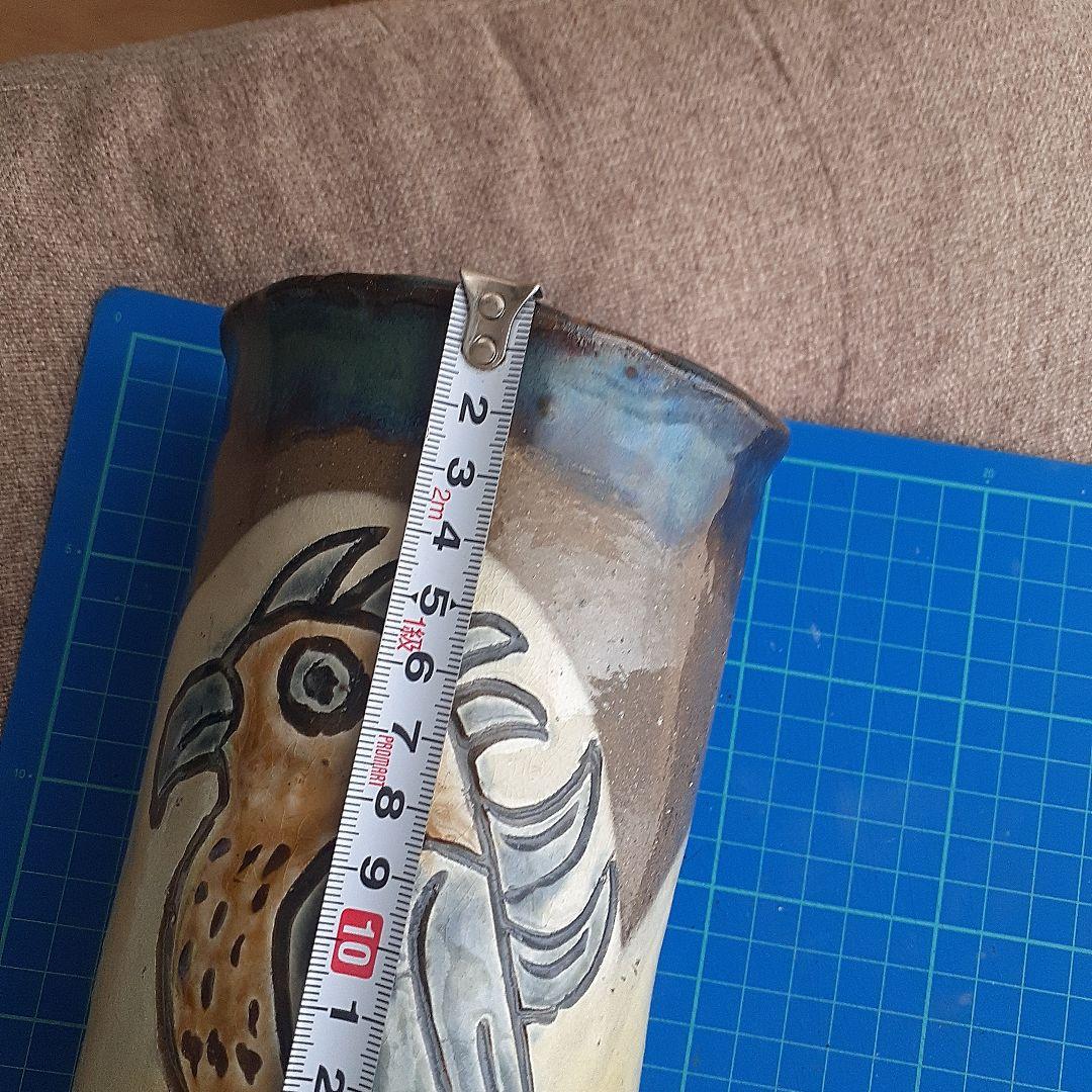 やちむん宮城須美子さん作品花瓶　珍しい絵付け