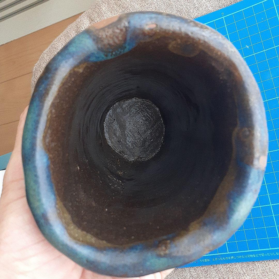 やちむん宮城須美子さん作品花瓶　珍しい絵付け