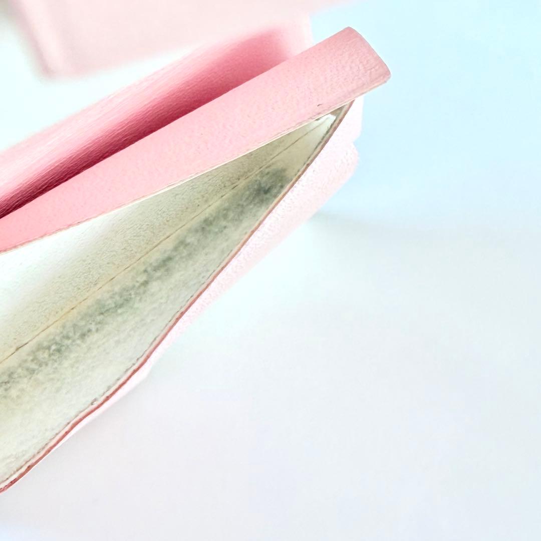 【美品】SYRINX Hitoe Fold Aria 折り財布 ピンク レザー