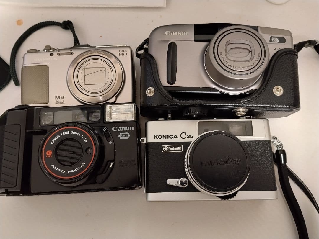 ジャンクカメラ4台セット（KONICA CANON OLYMPUS）