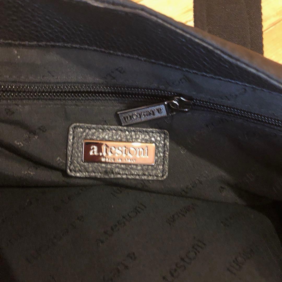 a.testoni ビジネスバッグ　バック　ショルダーバック　黒　レザー