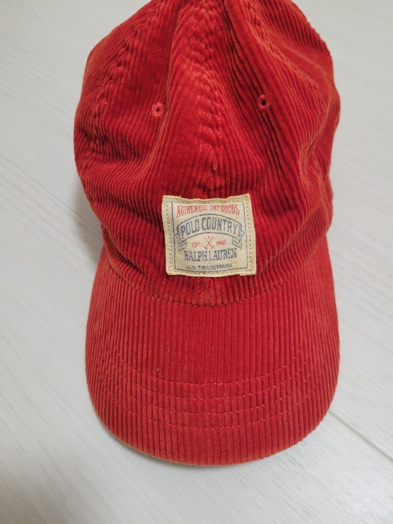 ♡美品♡90s ポロ ラルフローレン コーデュロイ キャップ 赤 ヴィンテージ
