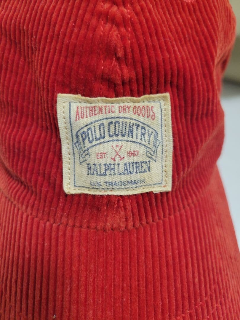 ♡美品♡90s ポロ ラルフローレン コーデュロイ キャップ 赤 ヴィンテージ