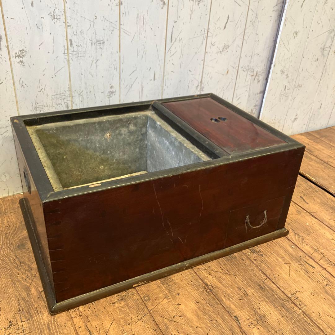 昭和レトロ 木製 火鉢 長火鉢 箱火鉢 囲炉裏 骨董 古道具 古民具 ビンテージ