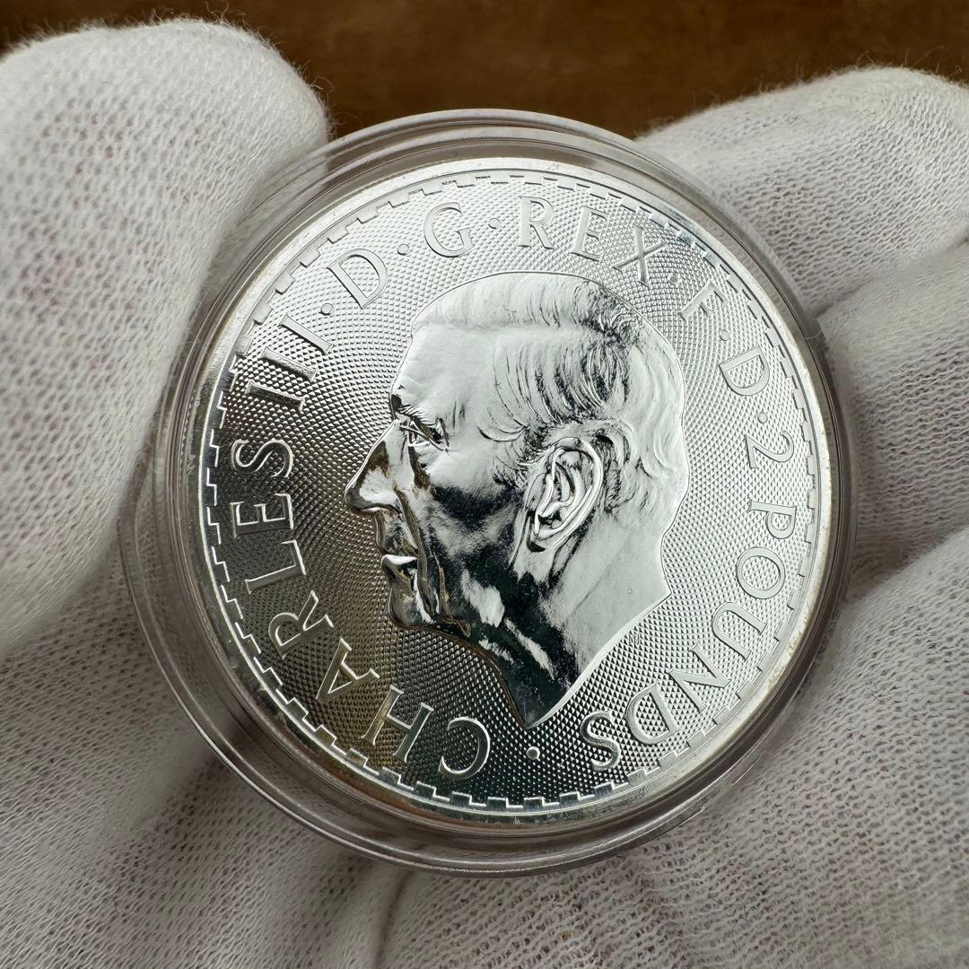 世界100枚限定 イギリス ブリタニア 銀貨 カラー 女神と自然の調和：春の森