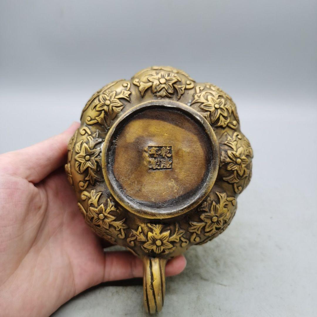 銅製 八仙提手茶壺 茶道具 香道具 装飾品 工芸品 美術品 置物