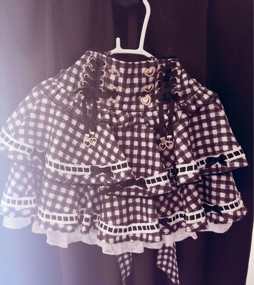 LIZLISA はしごリボンギンガムティアードスカパン ブラック