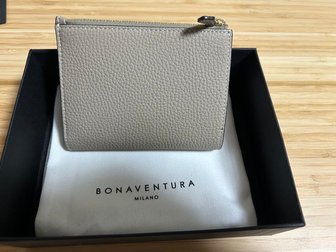 【美品】BONAVENTURA 二つ折り　ウォレット　グレージュ×ベイビーピンク