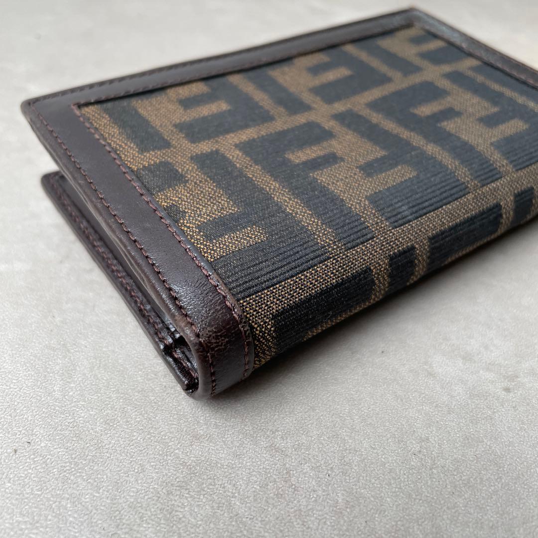 フェンディ FENDI キャンバス レザー がま口 財布 ブラウン 箱付き